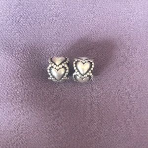 Set of two Pandora heart charms